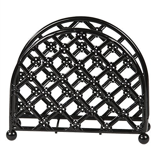 Home Basics Steel Heavyweight Lattice Collection Napkin Holder , Black Finish , 5.5”x5”x2.5” - Image 4