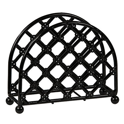 Home Basics Steel Heavyweight Lattice Collection Napkin Holder , Black Finish , 5.5”x5”x2.5” - Image 2