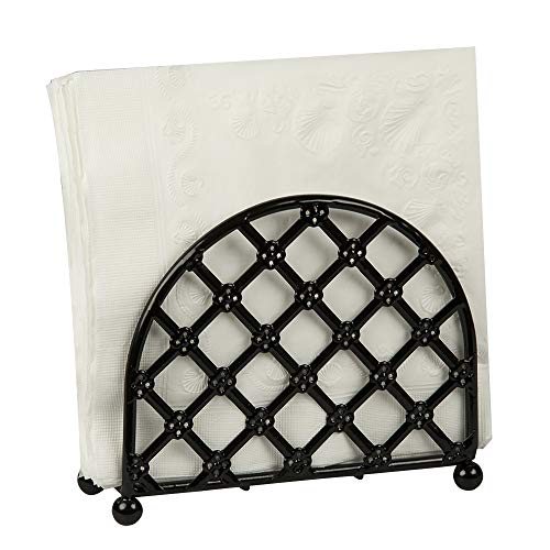 Home Basics Steel Heavyweight Lattice Collection Napkin Holder , Black Finish , 5.5”x5”x2.5” - Image 1