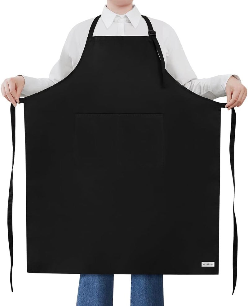 ROTANET Extra Large Adjustable Bib Apron with Pockets - Black, 2 Pack - Image 1