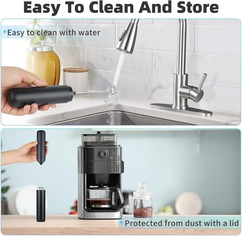 Lullaxx Rechargeable Milk Frother Handheld, Electric Frothers, Coffee Frother blender stirrer Mini Whisk, Foam Maker, Drink Mixer for Coffee, Milk, Lattes, Cappuccino Cream Matcha,Black - Image 5