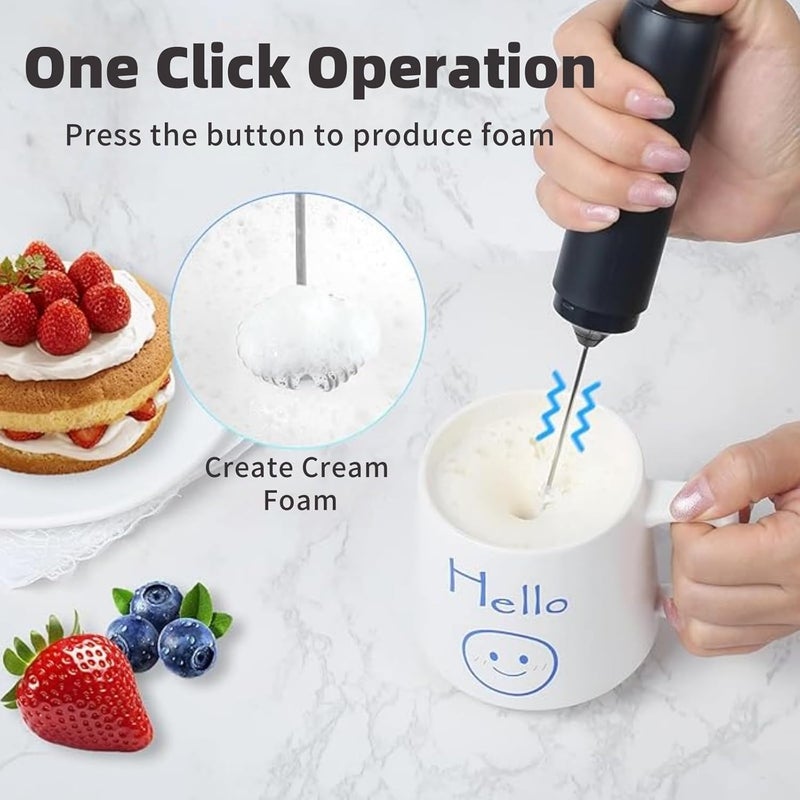 Lullaxx Rechargeable Milk Frother Handheld, Electric Frothers, Coffee Frother blender stirrer Mini Whisk, Foam Maker, Drink Mixer for Coffee, Milk, Lattes, Cappuccino Cream Matcha,Black - Image 3