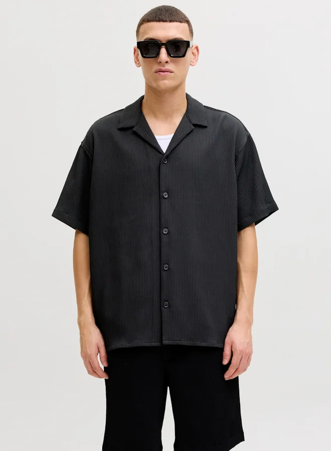 JACK & JONES Men Black Resort Collar Shirt