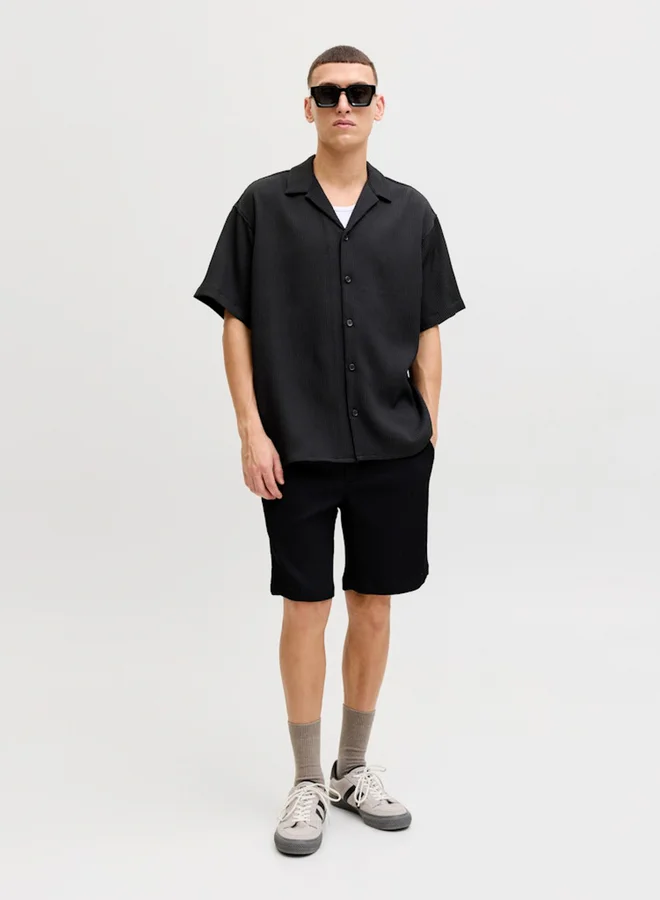 JACK & JONES Men Black Resort Collar Shirt