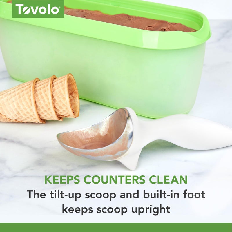 Tovolo Tilt-Up Ice Cream Scoop (White) - Non-Slip Grip Ice Cream Scooper with Footed Handle – Ice cream Scoop for Cookie Dough, Gelato, Sorbet & Frozen Treats - Dishwasher Safe & BPA-Free - Image 5