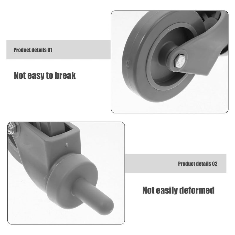 4Pcs Heavy Duty Swivel Caster Wheels with Threaded Stem Rubber Construction for Trash Can Mop Bucket Replacement - Image 4
