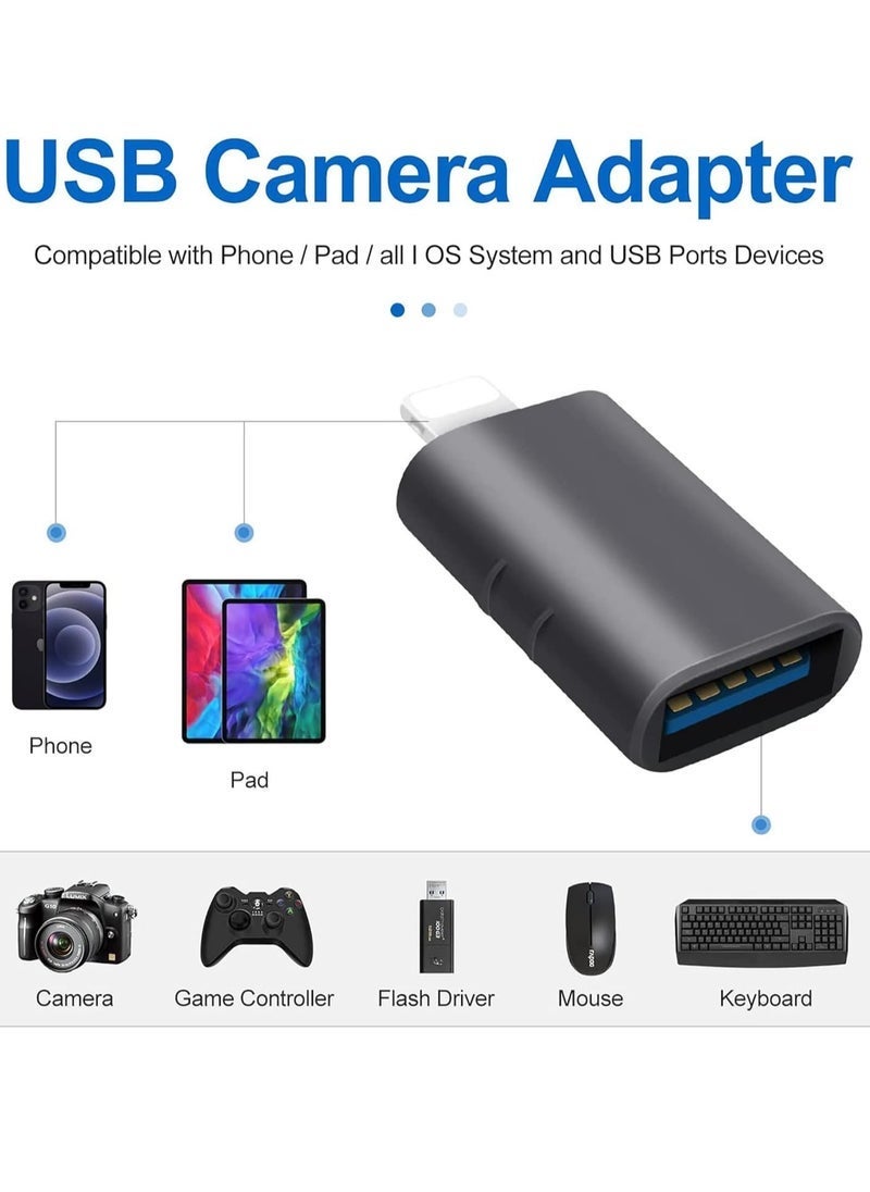 TIGER Portable Lighting to USB 3.0 Adapter iPhon to USB 3.0 Female Connector OTG Compatible with iPhon/iPd/USB Flash Drive/Card Reader - Image 3