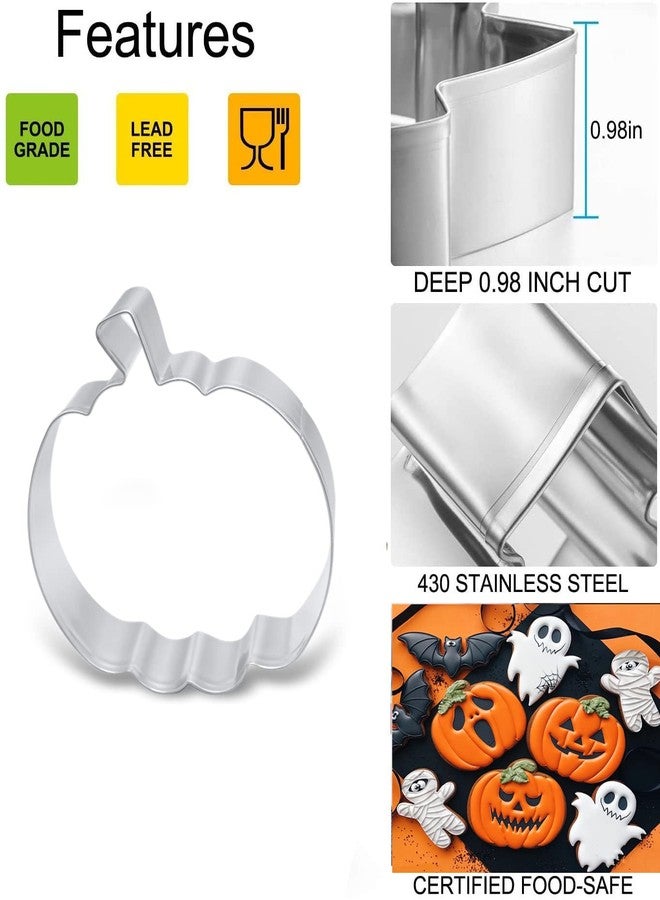 Q-BAKER Pumpkin Cookie Cutters Set, 4", 3.2", 1.96" Halloween Fall Thanksgiving Cookie Cutter for Harvest Holiday Decoration Party Supplies - Image 5