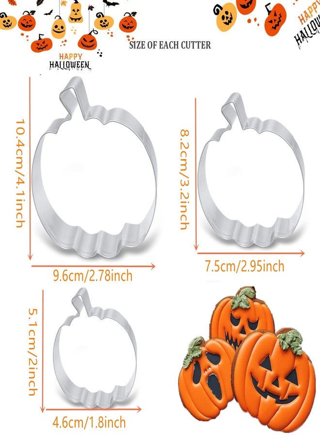 Q-BAKER Pumpkin Cookie Cutters Set, 4", 3.2", 1.96" Halloween Fall Thanksgiving Cookie Cutter for Harvest Holiday Decoration Party Supplies - Image 3