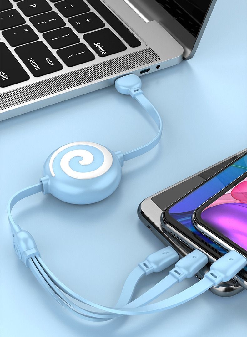 NIBEMINENT Mobile Phone Data Cable Is Suitable for Apple Android Phone Type-C Three-in-one  - Image 1