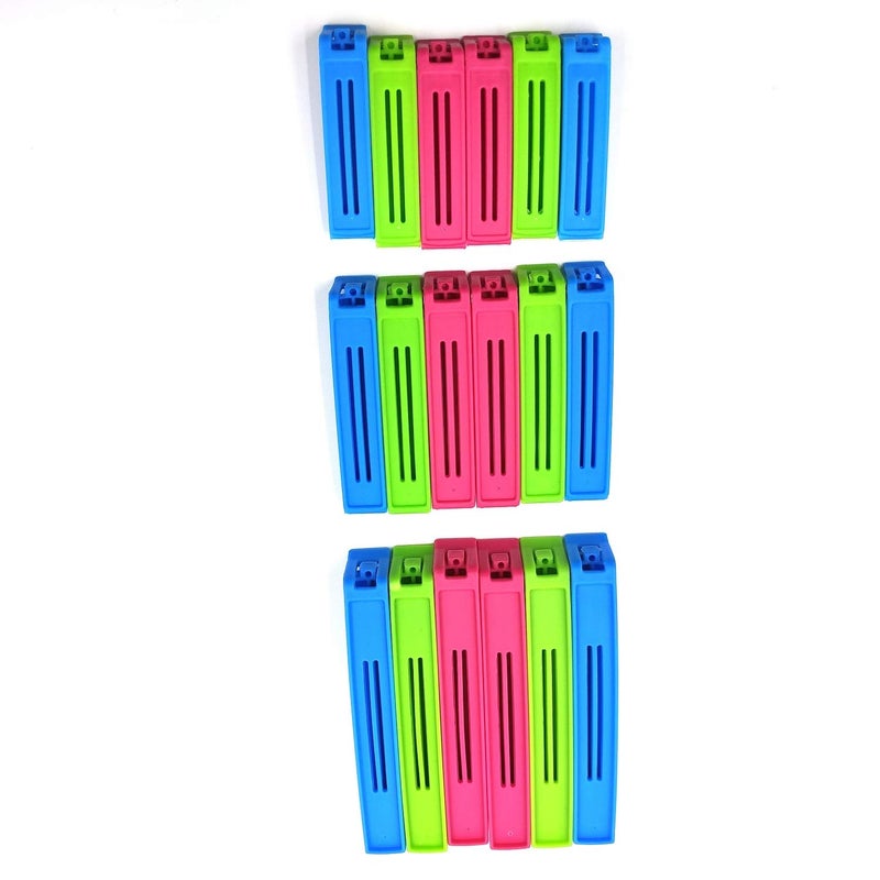 PallRin Combo Plastic Sealing Bag Clips Set of 18 Sealer Multicolor Silicone Reusable Stretchable Lid Cover for container Bowls Bottle food Glass Cup Transparent 6 PC  - Image 3