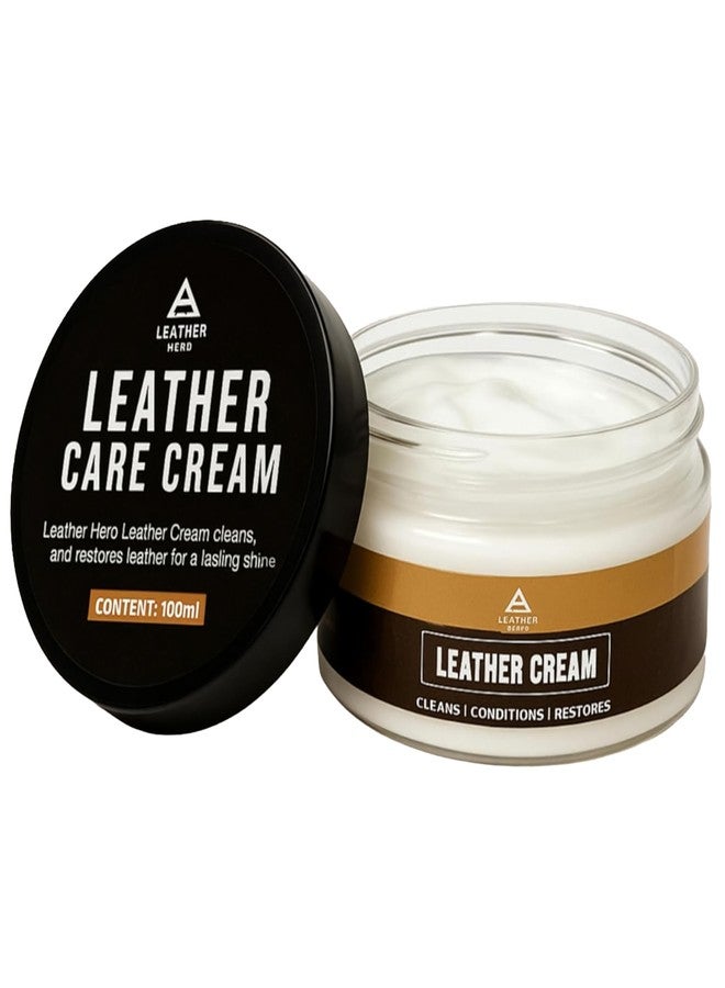 Leather Hero Leather Conditioner Cream Balm - Cleans, Softens, Conditions, Restores, and Shines - 100mL (3.38oz) - Premium Leather Care for Furniture, Car Seats, Shoes, Bags, and Jackets - Image 1