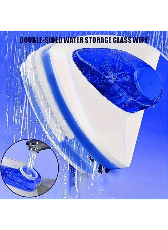 Reusable Double Sided Magnetic Glass Window Cleaner Adjustable Force Streak Free Shine White Blue - Image 2