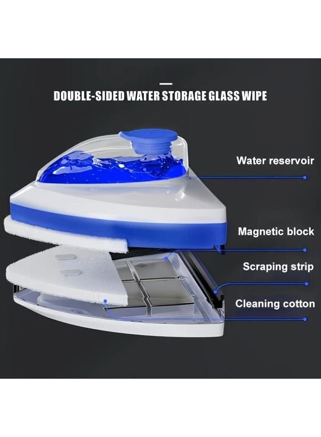 Reusable Double Sided Magnetic Glass Window Cleaner Adjustable Force Streak Free Shine White Blue - Image 3