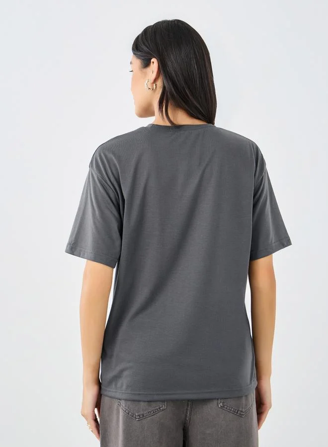 Styli Styli Women Grey Yosemite Graphic Oversized T-Shirt