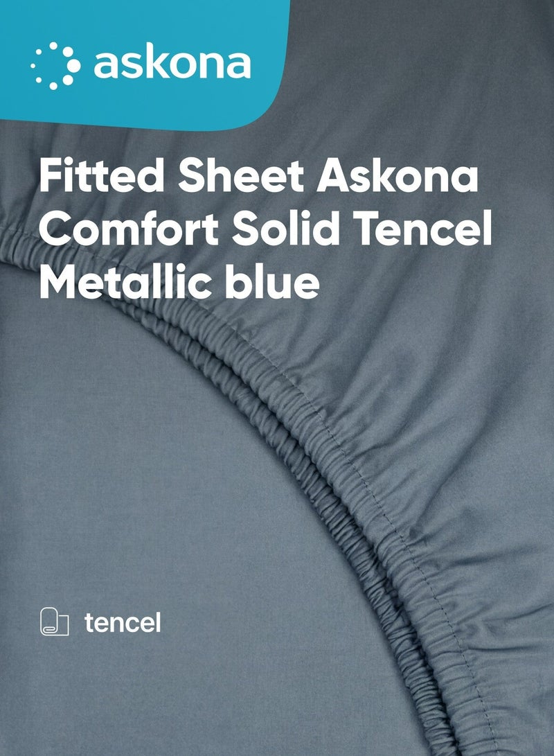 Askona Fitted Sheet 160x200 Askona Comfort Tencel Metallic blue - Image 1