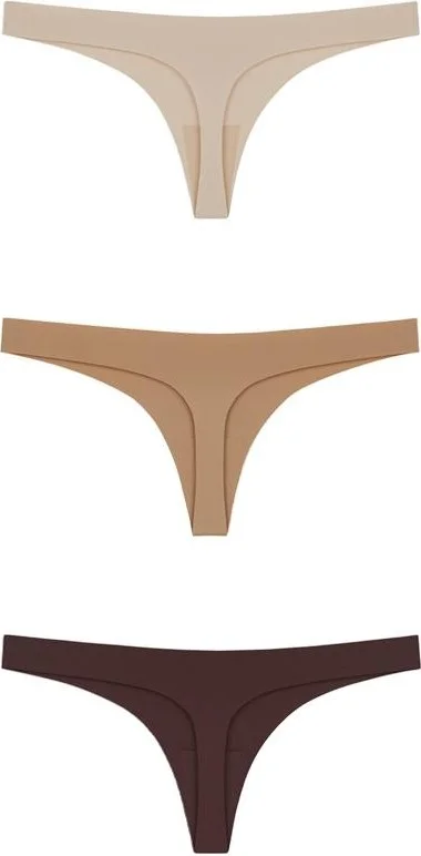 COTTONHILL Laser Cut Women's Thong Panties 3 Pack-2