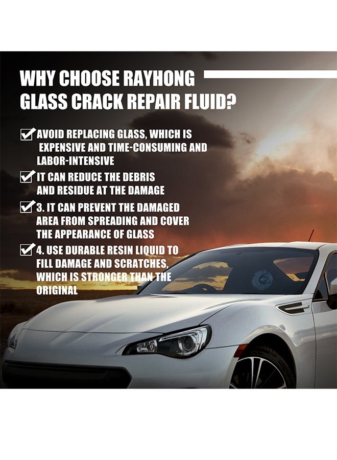 رايهونغ إصلاح شقوق الزجاج الأمامي ، عامل إصلاح الزجاج الأمامي للسيارات سائل لاصق لإصلاح الشقوق الزجاجية - 20 مل - Image 4