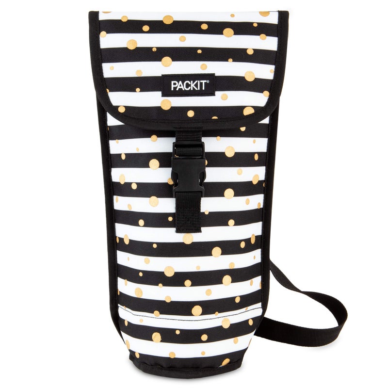 PackIt Freezable Wine Bag Celebration Dot Built with EcoFreeze Technology Foldable Reusable Shoulder Strap with Buckle Closure Perfect for Adults and Drinks OntheGo