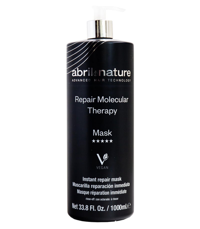 abril et nature - Professional Mask Molecular Therapy - For Damaged, Overprocessed, or Aging Hair - Restructures, Repairs, and Fills the Hair Fiber - Nourishing and Hydrating - Vegan - 1000 ml - Image 1
