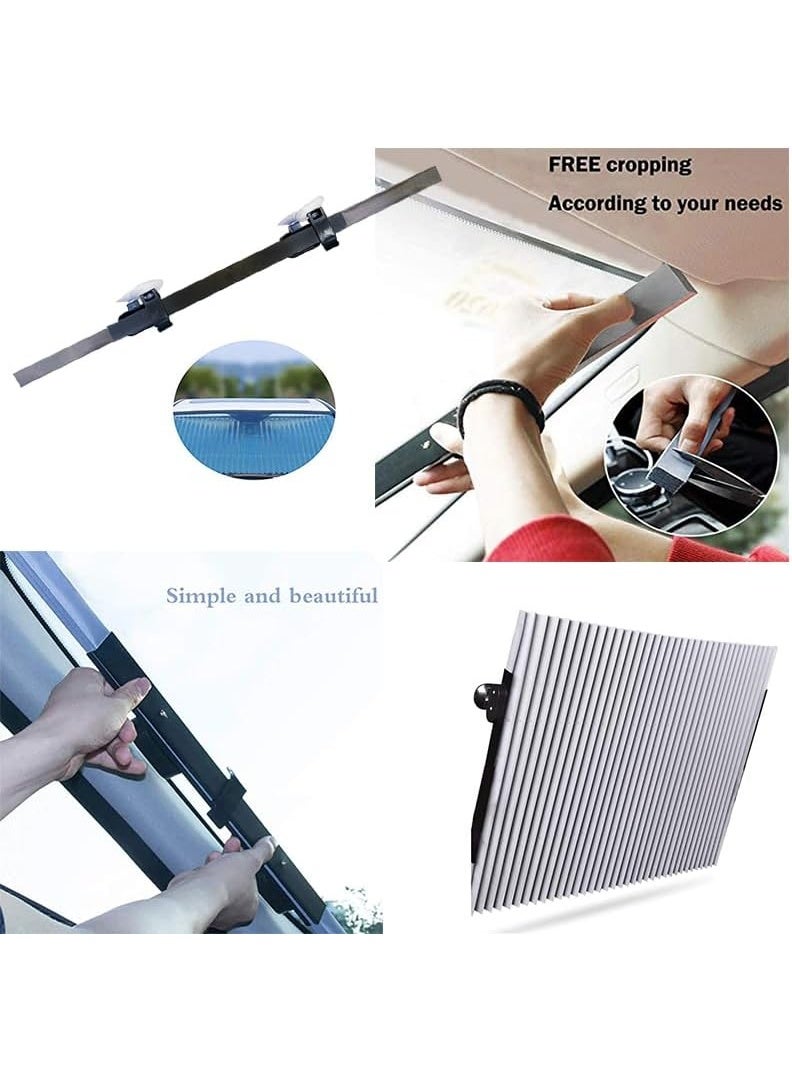 Generic Foldable car sunshade to protect your windshield from sunlight and heat. Blocks 99% of UV rays to keep your car cool. Fits front windows of various models with adhesive base. Length: 46. Flexible, extendable design with high stability and easy to use and install. - Image 5