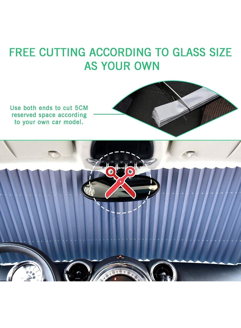 Generic Foldable car sunshade to protect your windshield from sunlight and heat. Blocks 99% of UV rays to keep your car cool. Fits front windows of various models with adhesive base. Length: 46. Flexible, extendable design with high stability and easy to use and install. - Image 4
