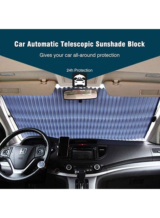 Generic Foldable car sunshade to protect your windshield from sunlight and heat. Blocks 99% of UV rays to keep your car cool. Fits front windows of various models with adhesive base. Length: 46. Flexible, extendable design with high stability and easy to use and install. - Image 3