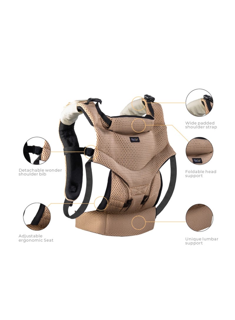 Nurtur Willow Deluxe Mesh Infant Baby Carrier – Premium Fabric, Dual-Facing Comfort, Adjustable Cushioned Straps, & Built-In Baby Bib - Snad  - Image 3