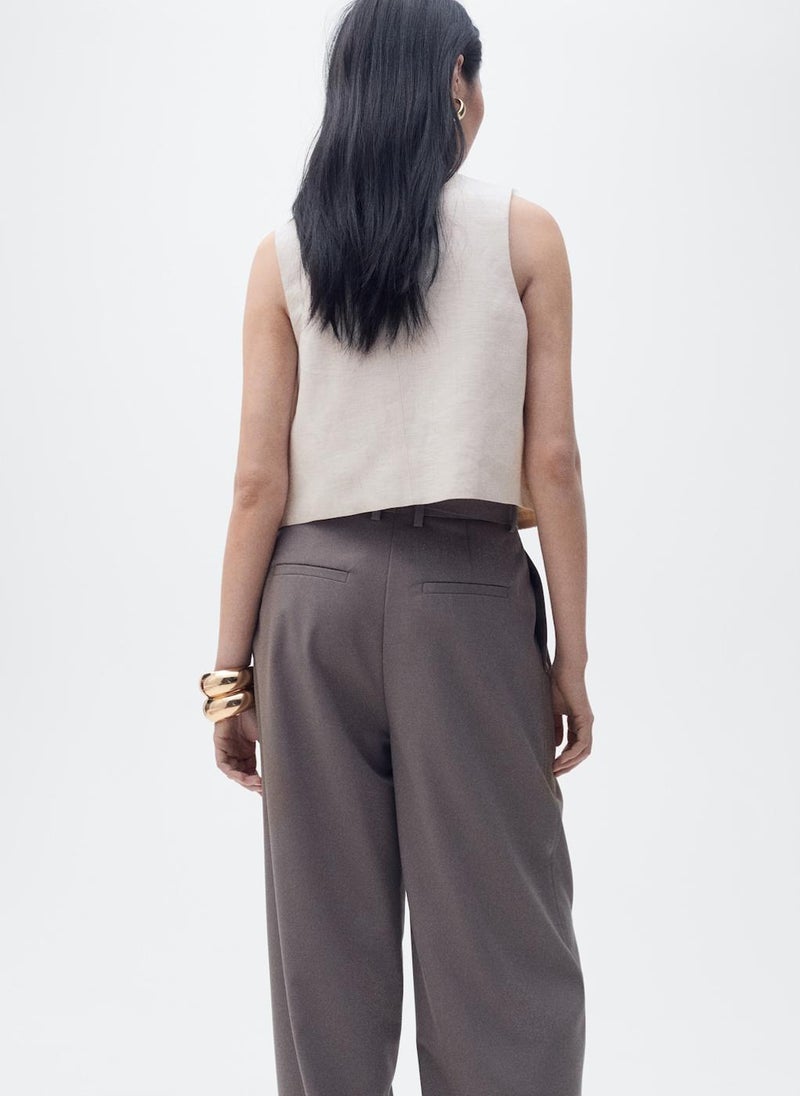 MANGO - Embroidered Linen Waistcoat - Image 1