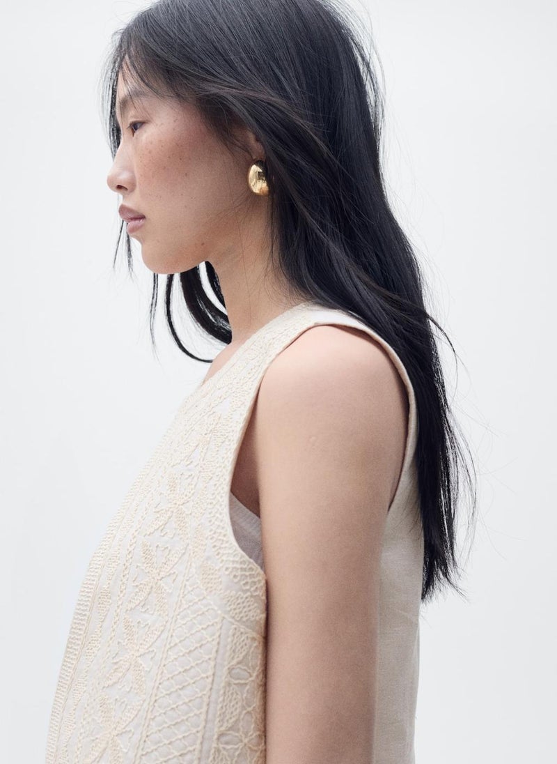 MANGO - Embroidered Linen Waistcoat - Image 1