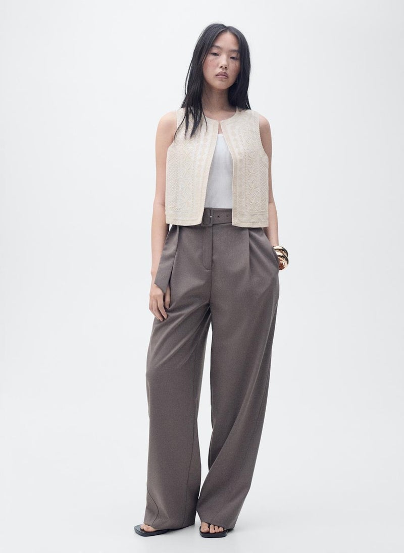 MANGO - Embroidered Linen Waistcoat - Image 1