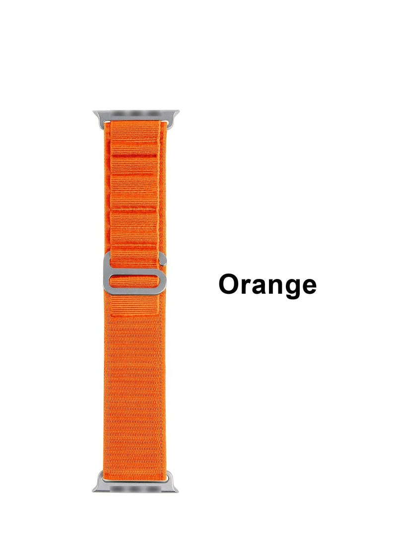 GULFLINK - Sport Braided Woven Polyester G-hook slides Strap Watch Band for Apple iWatch Ultra 8 49mm Orange - Image 1