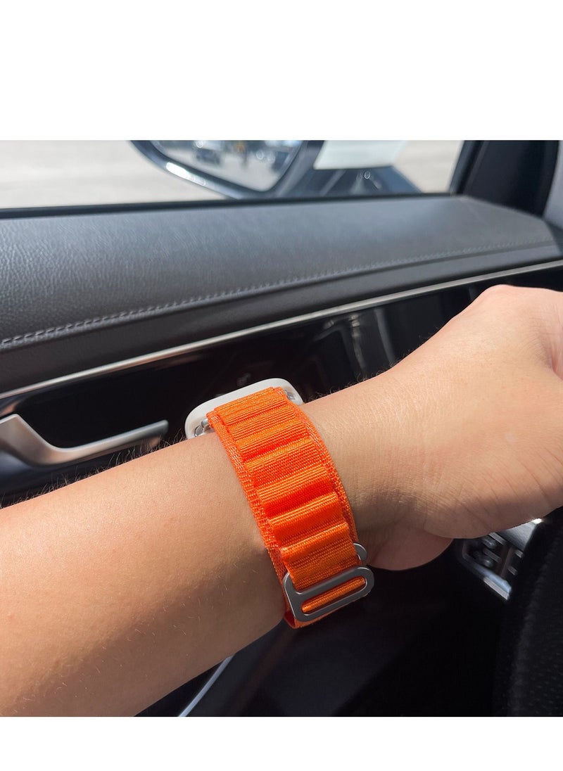 GULFLINK - Sport Braided Woven Polyester G-hook slides Strap Watch Band for Apple iWatch Ultra 8 49mm Orange - Image 1