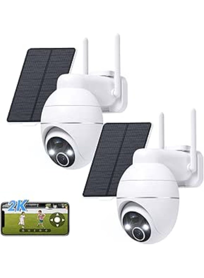 كاميرا مراقبة خارجية لاسلكية بدقة 2K مع رؤية بزاوية 360° وصوت ثنائي الاتجاه – مزودة بلوح طاقة شمسية - Image 1