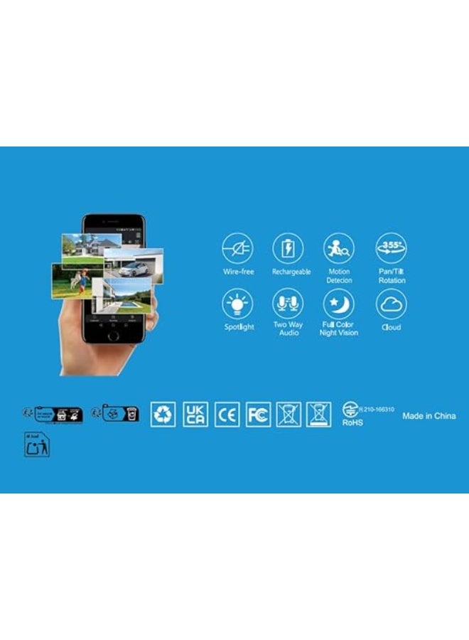 كاميرا مراقبة خارجية لاسلكية بدقة 2K مع رؤية بزاوية 360° وصوت ثنائي الاتجاه – مزودة بلوح طاقة شمسية - Image 2