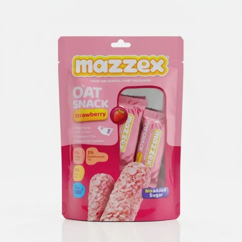Mazzex Strawberry Flavor Oat Snacks Bag- 120gms