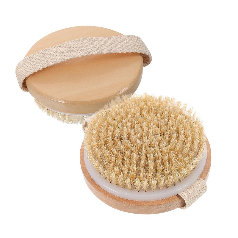 Soft Bristles Round Head Body Scrub Brush 2pcs for Dry Wet Use Exfoliating Dead Skin Removal - Image 2