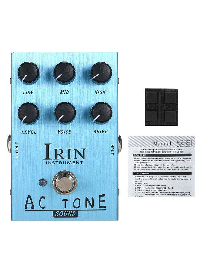 IRIN - Mini Guitar Effect Pedal VOX AC30 Speaker Simulator Cabinet Simulator Guitar Effector Pedal Speaker Simulation for Guitar Bass - California Sound (Light Blue) - Image 1