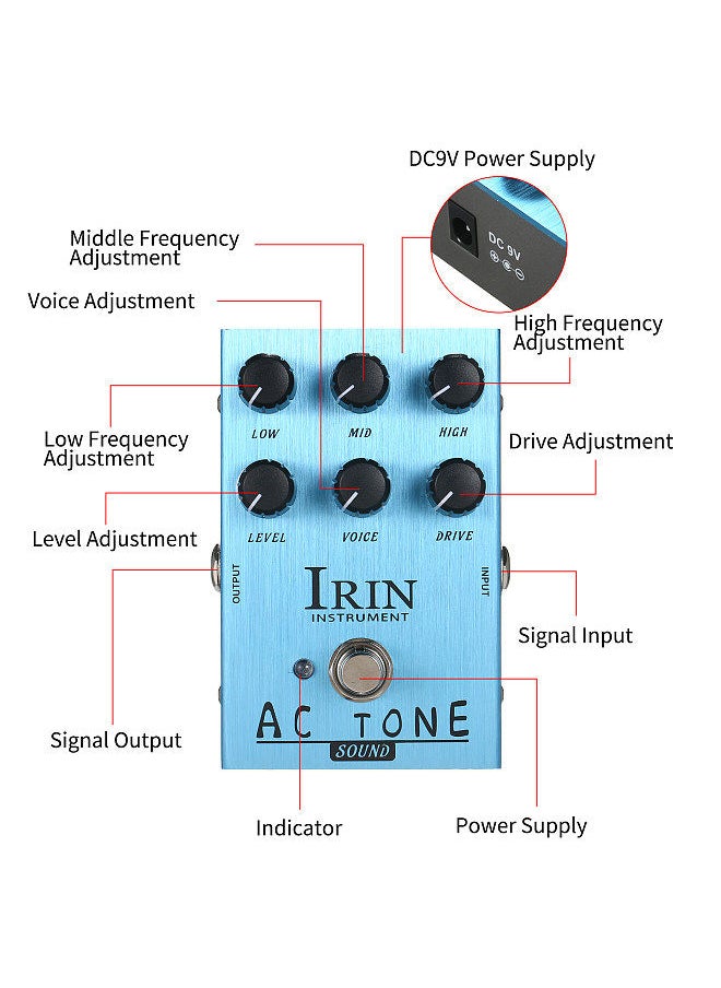 IRIN - Mini Guitar Effect Pedal VOX AC30 Speaker Simulator Cabinet Simulator Guitar Effector Pedal Speaker Simulation for Guitar Bass - California Sound (Light Blue) - Image 1