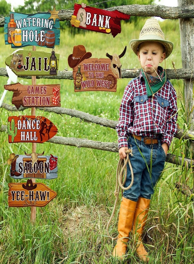 Faccito 24 Pcs Western Party Directional Sign Yard Cowboy Rodeo Theme Cutouts Wild West Welcome Sign Decor for Western Birthday Photo Props Backdrop Wall Party Decorations (Retro Color) - Image 5