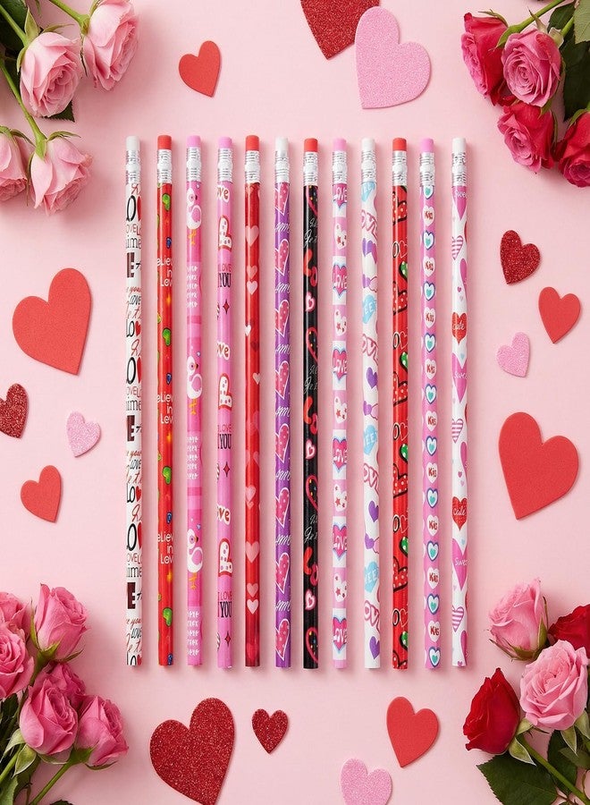 Nydotd 48pcs Bulk Valentines Day Pencils - Wooden Pencils with Erasers, Valentine's Exchange Gifts Goodie Bags Fillers Giveaways Heart Pattern - Image 5
