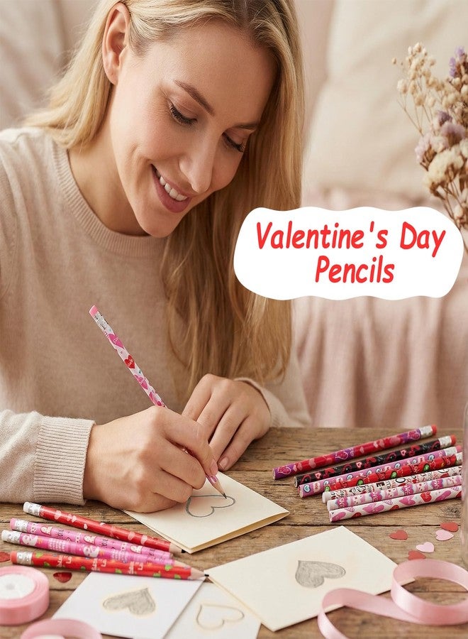 Nydotd 48pcs Bulk Valentines Day Pencils - Wooden Pencils with Erasers, Valentine's Exchange Gifts Goodie Bags Fillers Giveaways Heart Pattern - Image 3