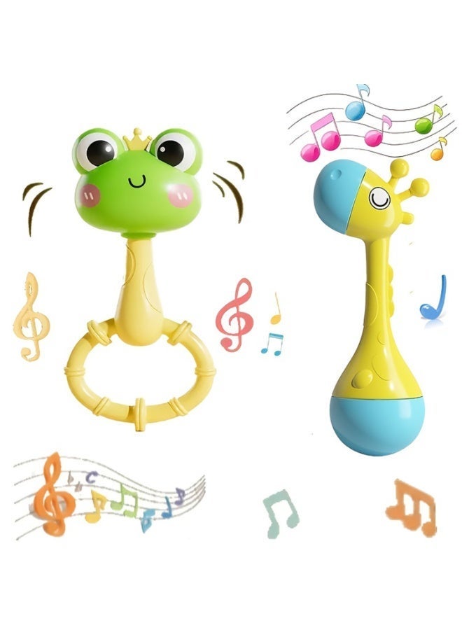 Essential Nursery Set (0–12 Months): Includes Engaging Educational Toys And A Cute Handheld Rattle Featuring Vibrant Animal Designs, Helping To Boost Motor Skills And Hand-Eye Coordination (2-Piece Set). - Image 1