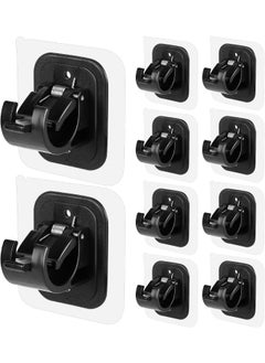 QXORE QXORE Upgrade Large Self Adhesive Curtain Poles No DrillingNail Free Adjustable Rod Bracket HoldersStick on Curtain Pole Holder for Home Kitchen Bathroom Hotel 10PCS Black  - Image 1