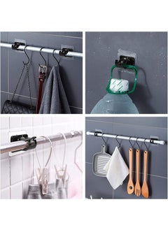 QXORE QXORE Upgrade Large Self Adhesive Curtain Poles No DrillingNail Free Adjustable Rod Bracket HoldersStick on Curtain Pole Holder for Home Kitchen Bathroom Hotel 10PCS Black  - Image 4