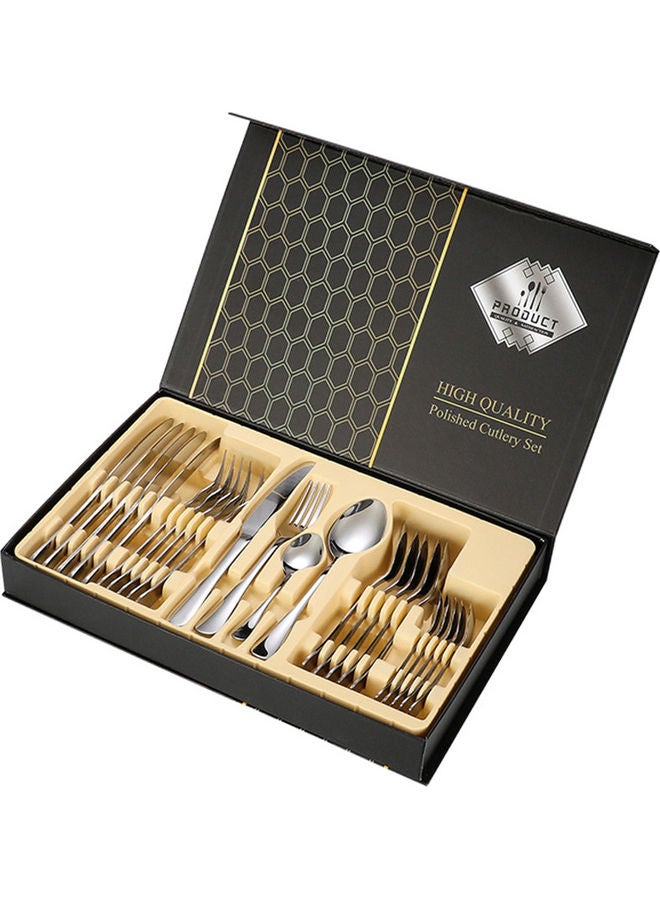 24-Piece Stainless Steel Cutlery Set Silver 23.2cm - Image 2