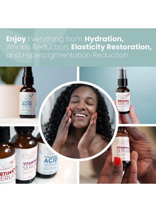 Eva Naturals Antiaging Serum Bundle Vitamin C Serum Hyaluronic Acid Serum And Retinol Serum Facial Skin Care Products Hydrate Wrinkles Lines Acid Serum Vitamin C Serum Serum For Face  - Image 5