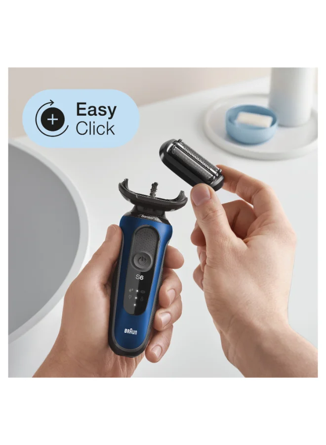 BRAUN Series 6 Wet And Dry, Closeness And Skin Comfort Shaver With Travel Case, Blue / Black - Shaver 61-B1000S