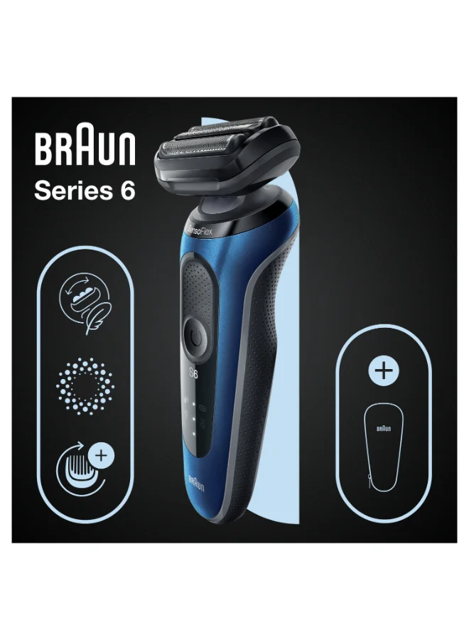 BRAUN Series 6 Wet And Dry, Closeness And Skin Comfort Shaver With Travel Case, Blue / Black - Shaver 61-B1000S