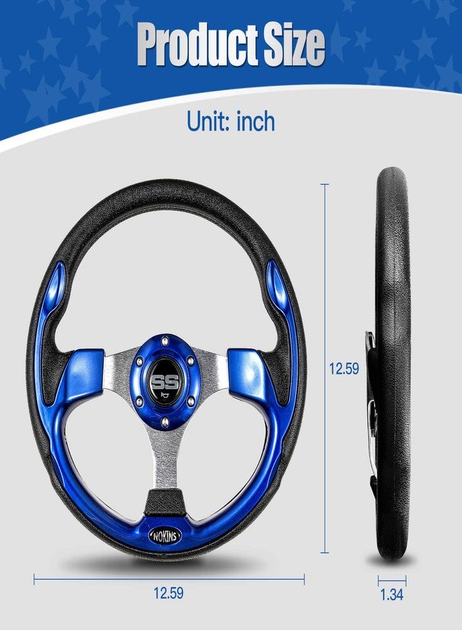 NOKINS 12.5" Universal Golf Cart Steering Wheel, Fit EZGO TXT&RXV Club Car DS&Precedent Yamaha, Most Golf Carts (Blue) - Image 5
